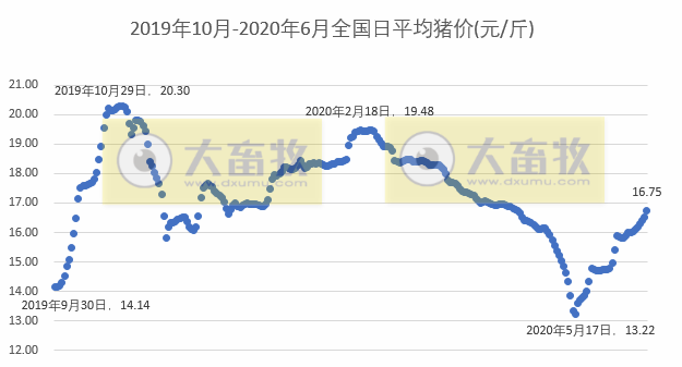 2020.06.18-今日猪价涨涨涨，19省破17元，8省破18元，1万吨冻猪肉投放也抑制不住猪价上涨