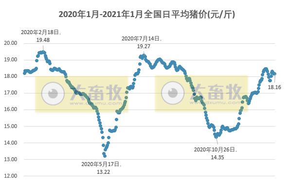 2021.01.18-今日猪价西南下跌，2020年GDP首次突破100万亿元，猪肉产量下降3.3%，生猪存栏增长31%，益生种猪2021年产能释放，网友提问牧原产能和出栏为何不匹配