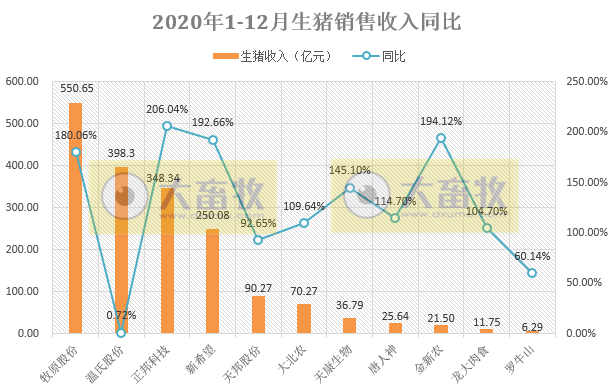 2020开疆拓土，2021将牛气冲天，12家上市猪企2020年12月生猪销售情况