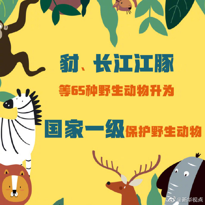 调整后的《国家重点保护野生动物名录》正式公布，共列入野生动物980种和8类