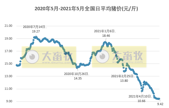 2021.5.24-今日猪价震荡下行，分析师说猪市早已跌进成本线，需及时调整策略；继新希望后天邦也终止2021年股票激励计划，高管将增持公司股票