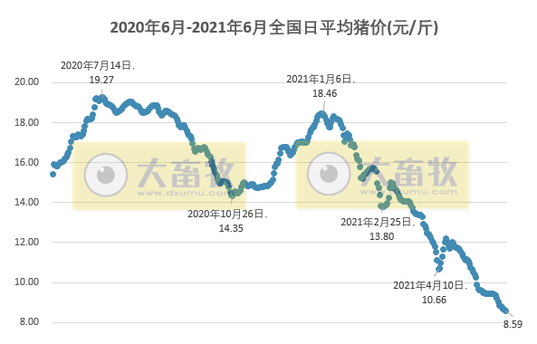 2021.6.3-今日猪价继续创新低,西南连跌8天降1元,正邦“四抢”战略跃升行业第二,傲农前5个月生猪销量超100万头,同比增长181%