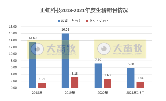 正虹科技:5月生猪销量环比下降4成,收入下降近6成