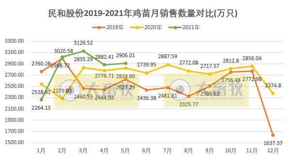 民和股份：因鸡苗价格上涨，前5个月鸡苗销售收入约6亿，同比增长34%