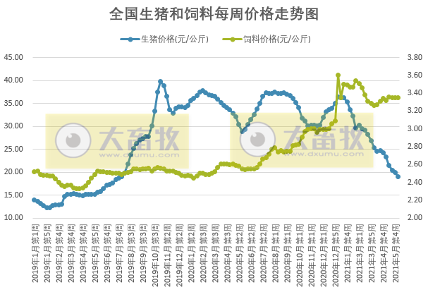 2021.6.11-今日猪价继续下行，19省全面进入7元时代，养猪业持续亏损3周，牧原种猪价2300元起引发热议，天康前5个月生猪销量同比增长91%