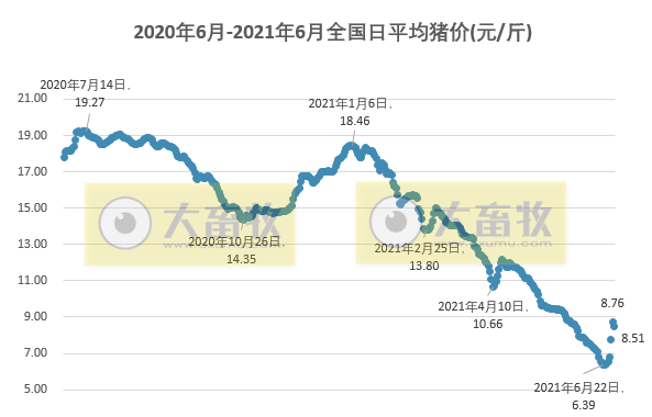 2021.6.29-今日猪价多地下跌，暴涨后回落，中央和地方将启动猪肉收储工作，非瘟疫苗生产线已建成已储备3000万头份疫苗