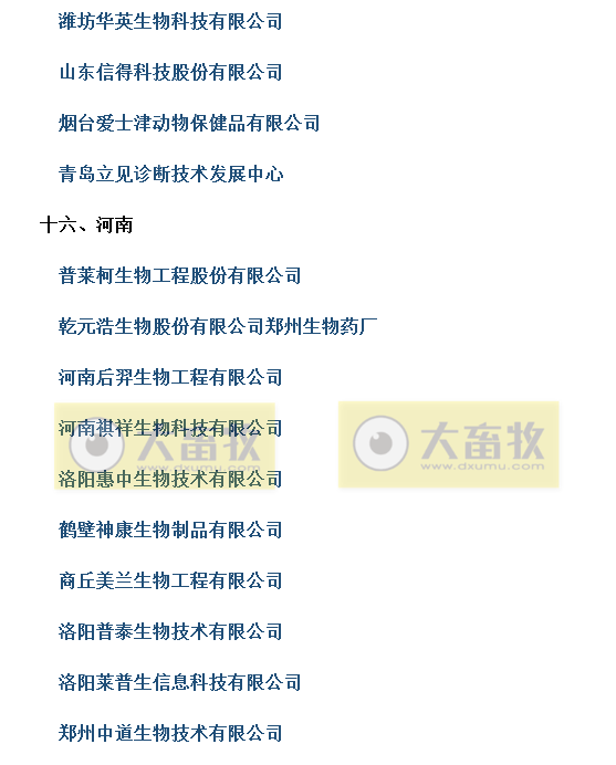 国内最新兽用生物制品生产企业名录（2021年版）