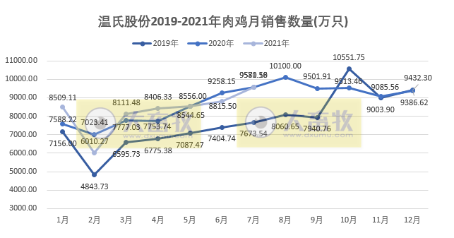 温氏股份:鸡价连续5个月下跌,跌破成本价,前7个月肉鸡销售近6亿只收入约150亿元