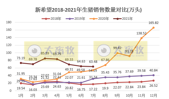 新希望：7月生猪均价和收入环比上涨，前7个月生猪销量超500万头