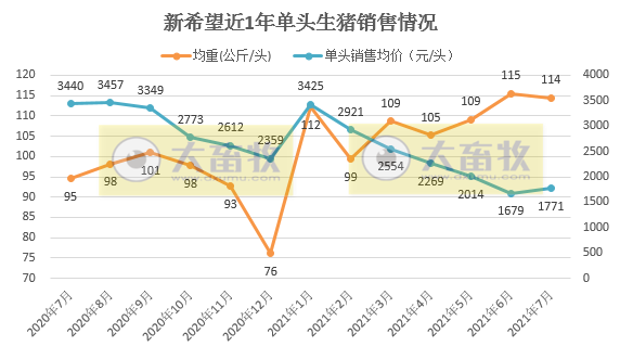 新希望：7月生猪均价和收入环比上涨，前7个月生猪销量超500万头