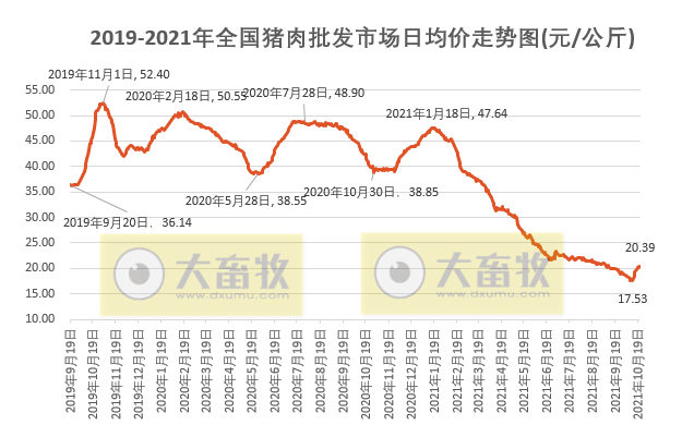 2021.10.23-今日猪价继续上涨，较前低价近增40%，2000多家企业利用生猪期货控制风险，湖南上百个猪场“烂尾”，仔猪当烤乳猪贱卖，有养殖企业9个月赔掉十年利润
