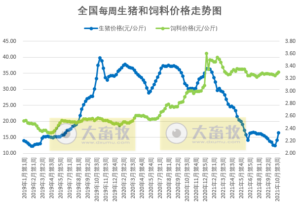 发改委最新数据：2021年10月第4周猪粮比价、猪料、鸡料、蛋料比价情况——猪粮比回升至6以上，生猪接近盈亏平衡，肉鸡继续亏损，一只蛋鸡盈利62元