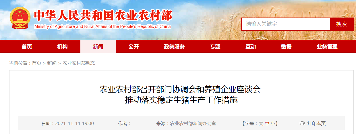 农业农村部：猪价虽有所反弹，但市场供应相对宽松的基本面没有改变