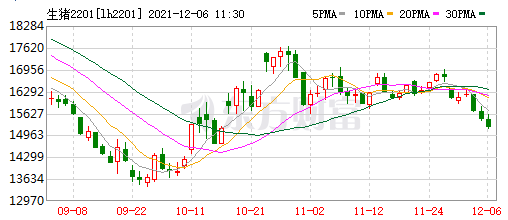 2021.12.6-今日猪价继续维稳,养猪头均盈利280元幅度扩大,连续5周盈利,预计短期内猪价或将触顶,猪料比高位调整;生猪股和期货双双飘绿