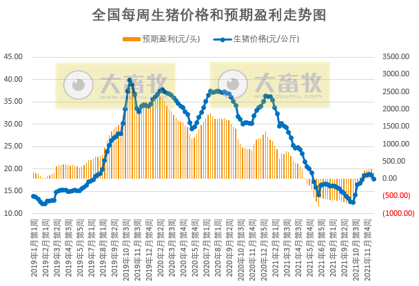 2021.12.21-今日猪价震荡下跌,养猪盈利连续7周上涨幅度收窄;2022年猪业猜想,2025年将会发展成什么样?