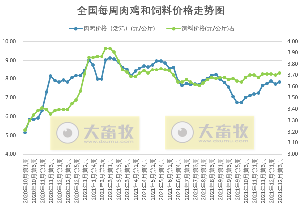 发改委最新数据：2021年12月第3周猪粮比价、猪料、鸡料、蛋料比价情况——生猪蛋鸡下跌肉鸡上涨，可盈利均在下滑
