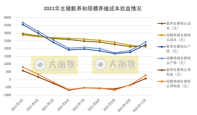 2022.1.1-今日猪价震荡下行，国家五部委发布最新数据，近7个月规模养殖成本首次低于散养，能繁母猪存栏量回归绿色区域，全国生猪屠宰量环比下降12%