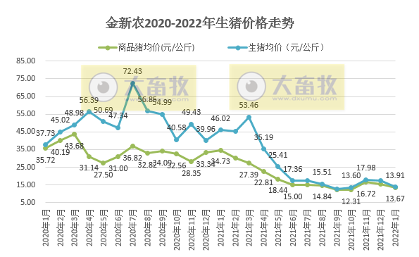 金新农2022年1月生猪销售情况及近期生产指标