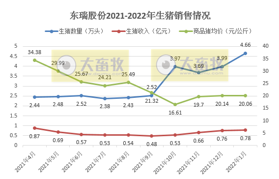 东瑞股份2022年1月生猪销售情况