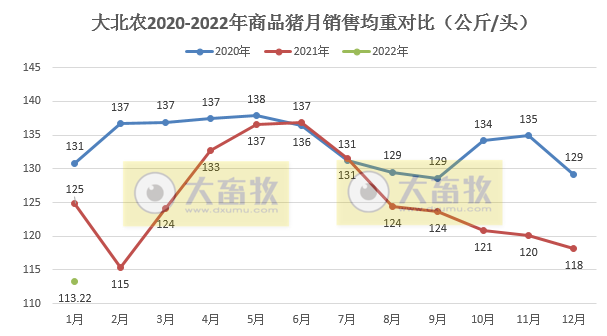 大北农2022年1月生猪销售情况