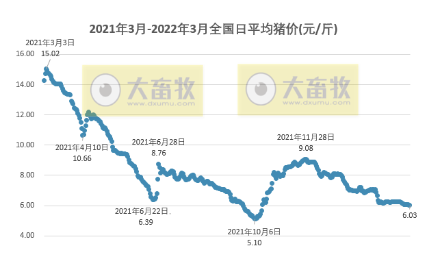 2022.03.16-今日猪价以稳为主,仔猪价格连跌13周,豆粕连5周刷新最高纪录;生猪严重亏损,你的资金链能稳住吗?四川今年生猪出栏量稳定在6000万头