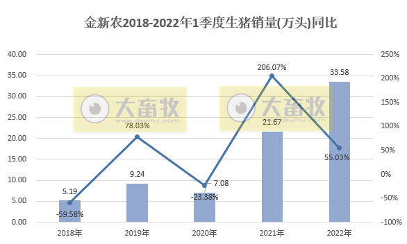 金新农2022年3月及1季度生猪销售情况