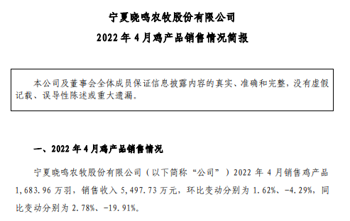 温氏、立华等9家上市家禽企业2022年4月及前4月家禽销售情况