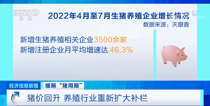 2022.08.01-今日猪价北跌南涨，头均连续12周盈利，发改委预计短期猪价或持续高位盘整；新增生猪养殖企业月平均增速达46.3%；广东2030年生猪良种种源自给率达100%
