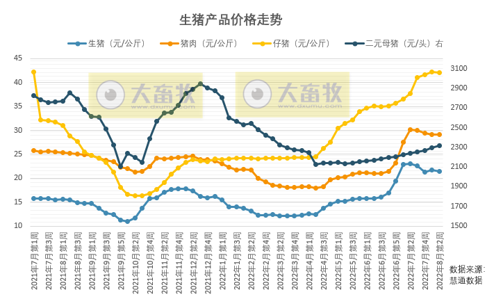 2022.08.14-今日猪价西南上涨，二元母猪价格连续13周上涨，预计未来一周猪价或继续盘整运行；央行报告表示新一轮“猪周期”已经开启