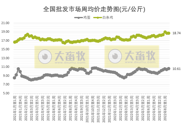 仔猪价格连降3周、家禽和牛羊上涨——2022年8月第3周畜牧业产品价格及走势
