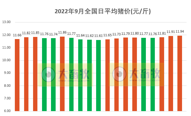 2022.09.19-今日猪价,广东上涨至12.7元