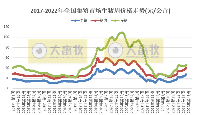 仔猪生猪猪肉全面上涨，豆粕继续创新高——农业农村部发布2022年10月第3周畜牧业产品价格及走势