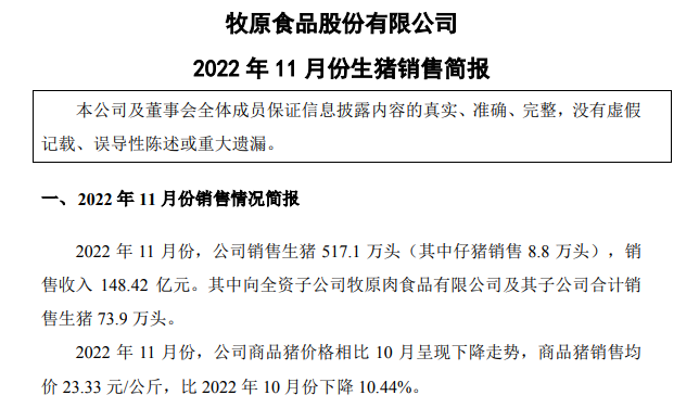 牧原股份：生猪收入突破1000亿元，且上调今年生猪出栏最高目标至6200万头