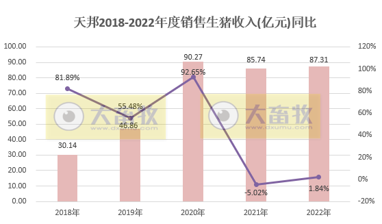 天邦2022年12月及年度生猪销售情况