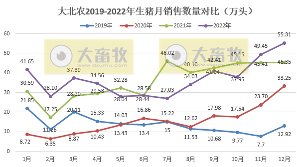 单月生猪销量创历史新高——大北农2022年12月及年度生猪销售情况