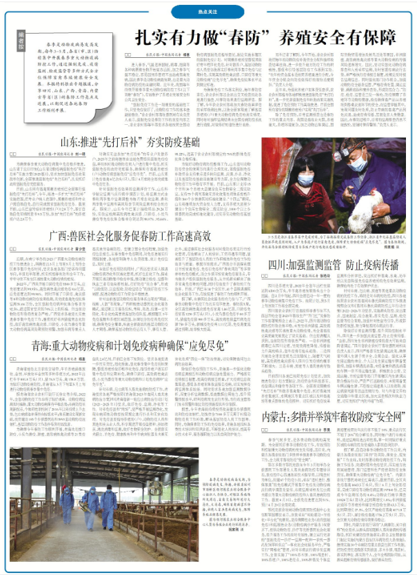 扎实有力做“春防” 养殖安全有保障，分享山东、广西、青海、四川和内蒙古春防工作亮点及进展