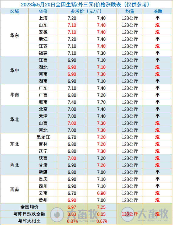 2023.05.20今日猪价