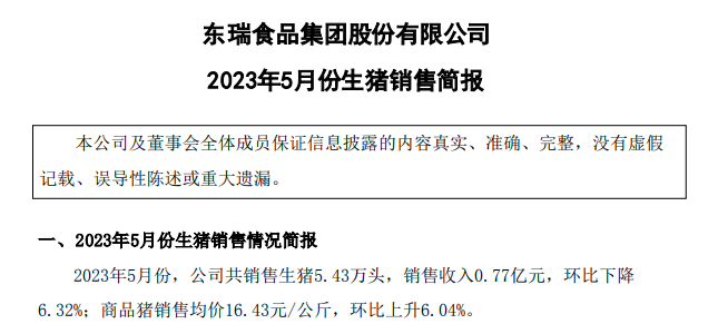 牧原、温氏、新希望、天邦、傲农和大北农等19家上市猪企2023年5月生猪销售情况汇总