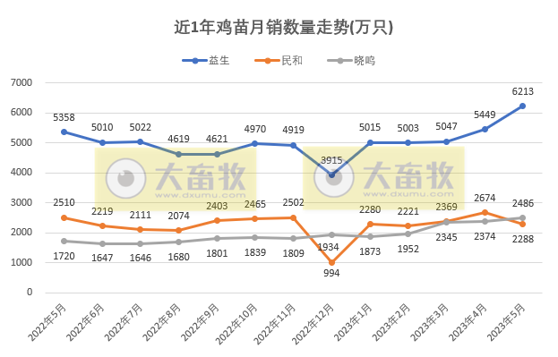 8家上市家禽企业2023年5月肉鸡和鸡苗销售情况PK