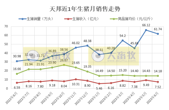 天邦食品：上半年生猪销量306万头同增47%，6月仔猪销量创历史新高