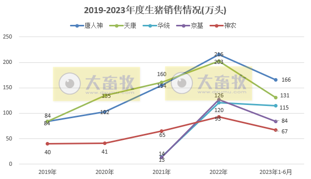 18家上市猪企2023年6月及上半年生猪销售业绩和生产指标PK