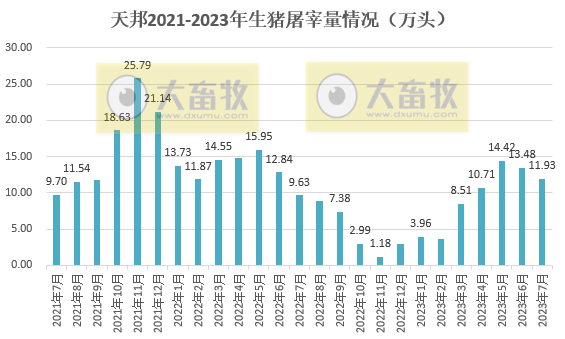 天邦食品：7月生猪销量环比减少17%，前7月生猪收入超50亿元增20%