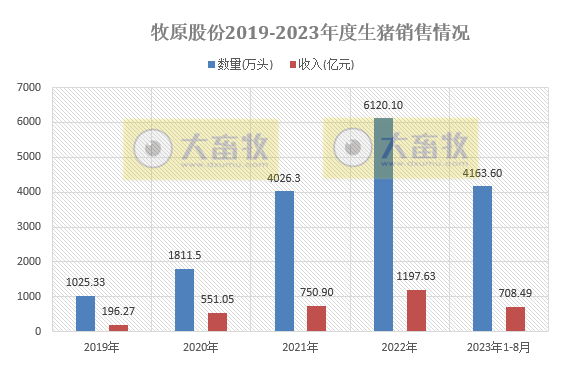 牧原股份：8月猪价上涨18.4%，前8月生猪销量4163.6万头，收入突破700亿元