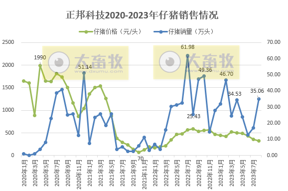 正邦、神农、金新农和立华2023年8月生猪销售情况