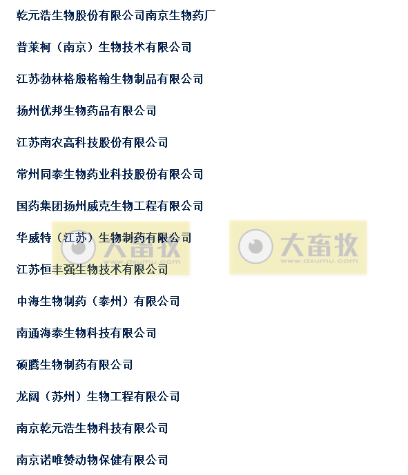 国内最新兽用生物制品生产企业名录（2023年版）