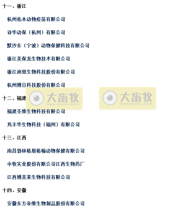 国内最新兽用生物制品生产企业名录（2023年版）
