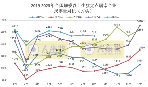 2023年8月全国生猪屠宰量情况