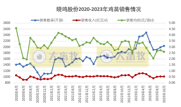 益生、民和和晓鸣2023年10月鸡苗销售情况