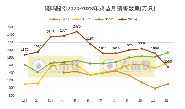 年度销售量创历史新高——晓鸣股份2023年12月及年度鸡苗销售情况