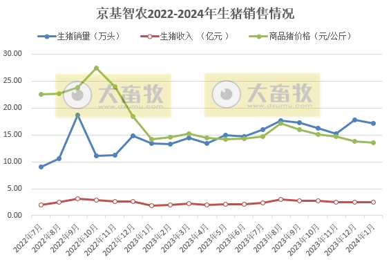 唐人神、华统、天康和京基2024年1月生猪销售情况